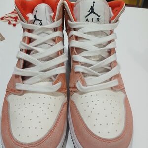 Jordan High-Top Sneakers in Orange and White